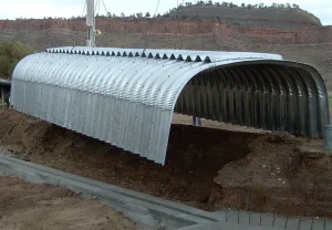 Large-span steel box culvert during field assembly and installation