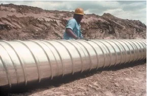 steel Spiral rib storm sewer pipe installed for drainage infrastructure