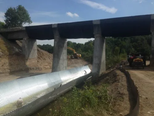 14' diameter, 7 gauge, galvanized multi-plate overflow structure
