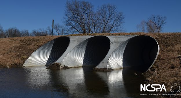 three-barrel culvert helically corrugated metal pipe