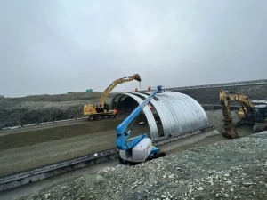 Structural plate arch under construction at the Exit 41 Interchange project in St. John's, Newfoundland and Labrador.