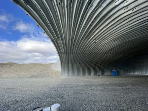 Interior view of the completed structural plate underpass supporting the Exit 41 Interchange.