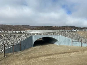 Completed buried bridge wildlife crossing project in New Mexico.