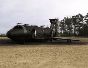 corrugated steel aircraft fire training structure