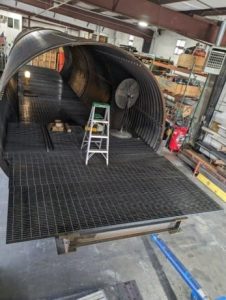 corrugated steel aircraft fire training structure