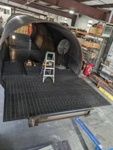 corrugated steel aircraft fire training structure