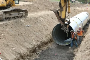 Fish passage project under construction along Bigelow Gulch Road near the Spokane River.