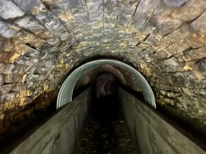 historic brick tunnel during culvert rehabilitation project