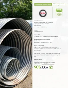 EPD Cover NCSPA Releases Industry-Wide Environmental Product Declaration for Corrugated Steel Pipe | NCSPA