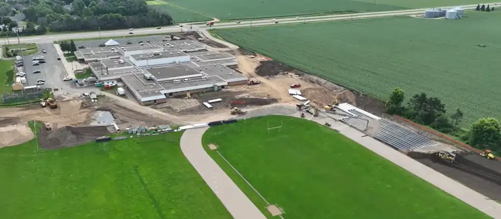 Underground stormwater storage system taking shape beneath the Oak-Land Middle School expansion site.